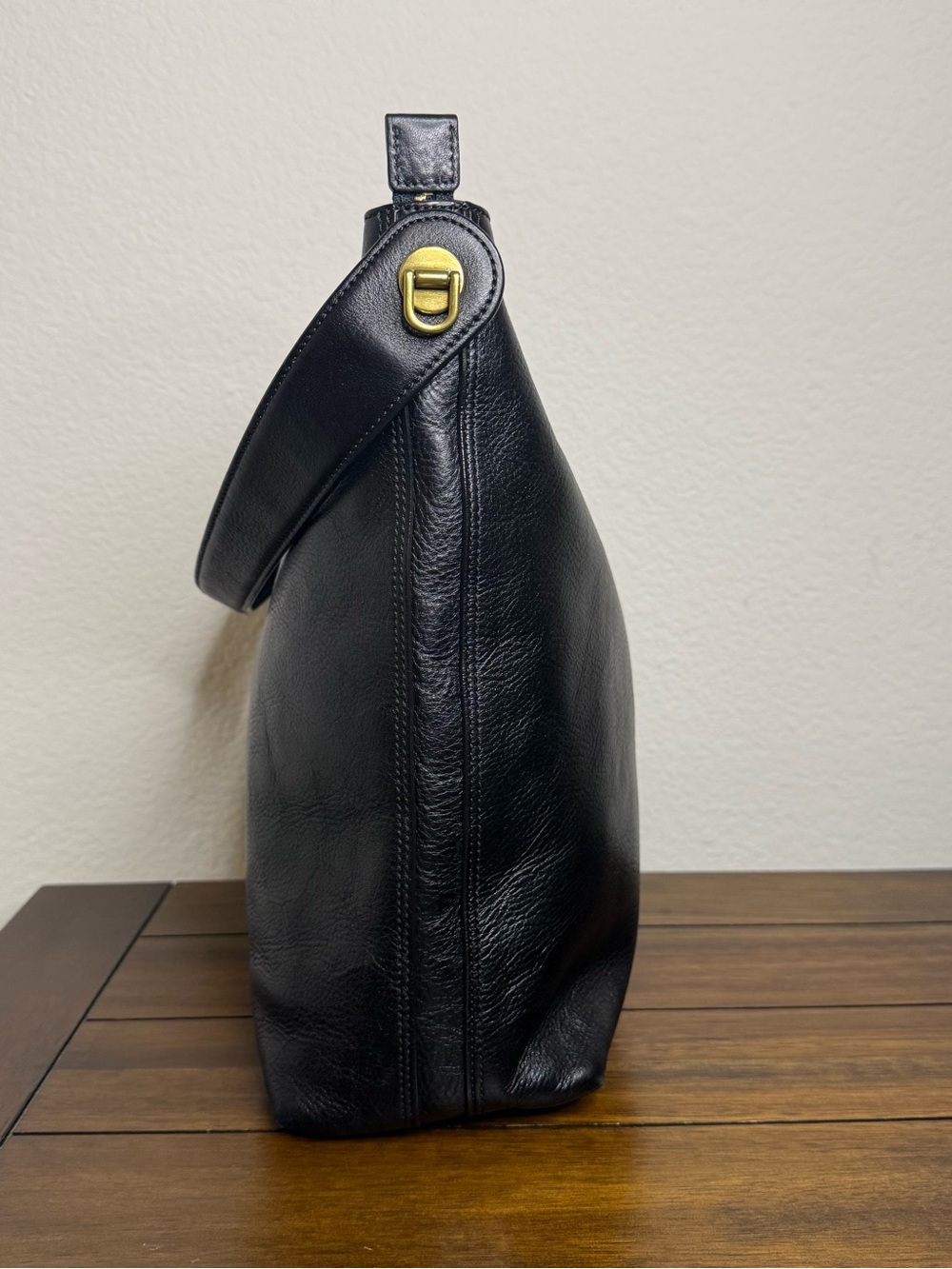 Fossil - Maya Medium Leather Hobo Bag - Black - Picture 5 of 8